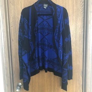Cardigan w/ blue and black print